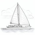 Cartoon Style Catamaran Sailing On Calm Waters