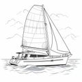 Cartoon Style Catamaran Sailing Coloring Page