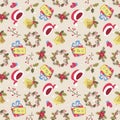 Cartoon style christmas seamless pattern Royalty Free Stock Photo