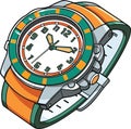 Cartoon style Classic Mens Wrist Watch Vector Royalty Free Stock Photo