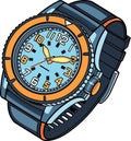 Cartoon style Classic Mens Wrist Watch Vector Royalty Free Stock Photo