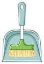 Cartoon style depiction of cleaning tools with a dustpan, brush, and handle Royalty Free Stock Photo