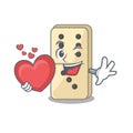 Cartoon style of domino holding heart cute isolated