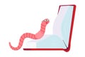 Cartoon style earthworm with book and glasses vector illustration Royalty Free Stock Photo