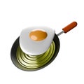 Cartoon style Egg frying pan 3D. Royalty Free Stock Photo