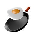 Cartoon style Egg frying pan 3D. Royalty Free Stock Photo