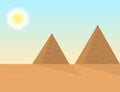 Cartoon style egyptians pyramids landscape