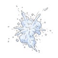 Cartoon Ice Explosion Effect Isolated on White Background Illustration. Royalty Free Stock Photo