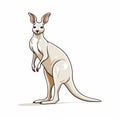 Cartoon Kangaroo Silhouette On White Background