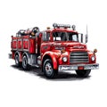 cartoon-style firetruck, an essential emergency vehicle used by firefighters.