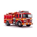 cartoon-style firetruck, an essential emergency vehicle used by firefighters. Royalty Free Stock Photo