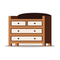 Cartoon style flat design vector illustration of wooden chest of drawers