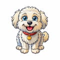 A Cartoon Style Funny Bichon Frise Isolated on a White Background