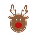 Cartoon style gingerbread cookie in shape of a deer. Christmas animal.