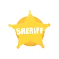 Cartoon style grunge american western sheriff badge isolated vector illustration on white