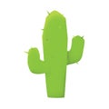 Cartoon style grunge western green cactus plant isolated vector illustration on white