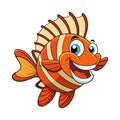 A Cartoon Style Happy Lionfish Smiling. Best for Story Book and T-Shirt Design