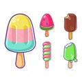 Cartoon style ice cream sticks set Royalty Free Stock Photo