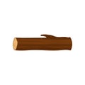 Flat vector icon of long round wooden log. Part of tree trunk. Forest element. Firewood production