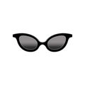 Retro women`s cat eye sunglasses with black lenses and plastic frame. Fashion accessory. Flat vector element for mobile