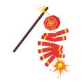 Cartoon style icon of traditional Chinese firecrackers Royalty Free Stock Photo