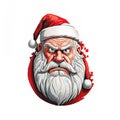 Cartoon style illustration of angry Santa Claus on white background, generative ai