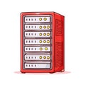 Cartoon style Illustration of a data center server, computer storage system, and network infrastructure for IT business Royalty Free Stock Photo