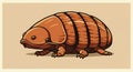 Cartoon Illustration of an Orange Armadillo Bug Insect with Thick Lines Royalty Free Stock Photo