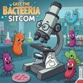 Cartoon-style illustration featuring anthropomorphic bacteria and a Royalty Free Stock Photo