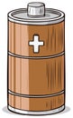 Cartoon style illustration of a generic alkaline battery with a plus symbol Royalty Free Stock Photo