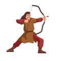 Cartoon style illustration of a medieval archer aiming Royalty Free Stock Photo