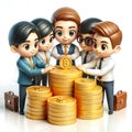 AI generated.cartoon style illustration of teamwork, success, profit Royalty Free Stock Photo