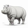 Intense Shading White Hippo Vector Illustration With Cartoonish Features