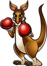 Cartoon style kangaroo wearing boxing gloves