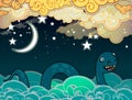 Cartoon style Loch Ness monster