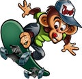 Cartoon style monkey duck riding on a skateboard Royalty Free Stock Photo