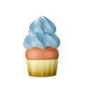 Cartoon style muffin cream blue 3D.