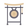 Cartoon-style oriental musical instrument gong icon isolated on a white background