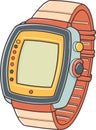 Cartoon style Retro digital wrist watch with empty screen Vector