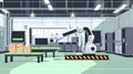Cartoon style robotic arm arranging goods in factory Royalty Free Stock Photo