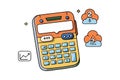 Cartoon style scientific calculator with AI enhancements, colorful interface, and data prediction tools for tech based learning