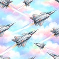 seamless pattern cartoon fighting jets Royalty Free Stock Photo