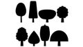 Set of tree silhouettes, cartoon style Royalty Free Stock Photo