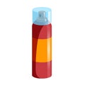 Cartoon style simple gradient hair spray fixation icon. Closed red bottle with transparent. Hair care and styling accessory
