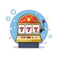Cartoon Style Slot Machine with 777 Jackpot and Stars Royalty Free Stock Photo