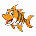 A Cartoon Style Smiling Tigerfish. Best for Story Book and T-Shirt Design