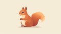 Minimalist Squirrel Character Illustration On Beige Background