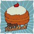 Cartoon Style Sufgania Poster for Hanukkah, Vector Illustration