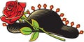 Cartoon style traditional bullfighter hat and red rose