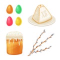 Cartoon style vector flat hand drawn easter holiday symbols set Royalty Free Stock Photo